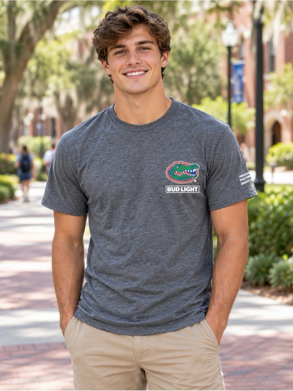 University of Florida Gators Bud Light Short Sleeve Gray Shirt Size Small